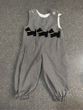 Vintage Kelly’s Kids Gingham Scottie Dig Romper Size 1